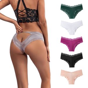 3st Sexiga kvinnor Briefs Hollow Ice Silk Spets Mesh Low Construction Knickers Women Briefs Kvinnliga underkläder L220801