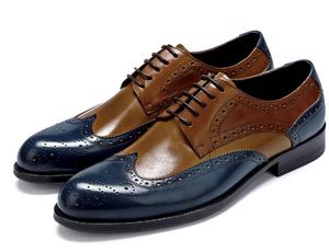 Formelle geschnitzte handgefertigte Brogue echte Leder -Hochzeitsschuhe hochwertige Mode Männer Schuhe Hoe