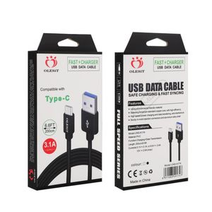 Olesit Cables 2M 6,6FT 3M 10FT 3,1A Schnellladekabel Micro-USB-Datentyp-C-Kabel für Samsung Huawei mit Einzelhandelsverpackung