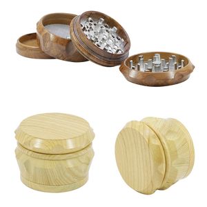 New Unique Wooden Drum Smoke Grinder Somking Accessories 40MM 50MM 63MM Cigarette Tobacco Grinder Wood Crusher 4 Layer Grinders Filter Dry Herb Wax Vaporizer GR335