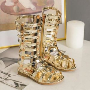 Summer Child Sandals Roman Boots High-Top Girls Sandals Kids Gladiator Sandaler Toddler Girls Shoes 220623