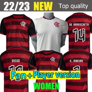 Wersja odtwarzacza fanów Cr Flamengo Diego Dom Home Soccer Jersey Away Flamenco Camisetas de Futbol Gabriel B Women Kids Kit Pedro Gerson Flamenco Football Shir