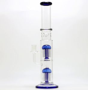 Hookah Glass Bong Water Pipe 13 Inches Blue Double Filial Filter Transparent raka bongs