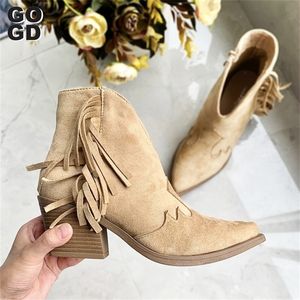 GOGD New Autumn Winter Women Boots High Quality Solid Laceup European Ladies shoes PU Fashion Tassel high heels Boots 3641 201103