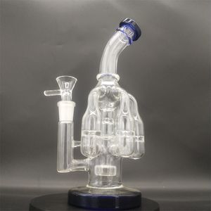 10 Inch Hookah Dark Blue Glass Bong Recycler Pipes Water Bongs Smoke Pipe Water Bottles Dab Rig Water Pipe