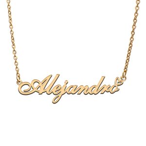 Alejandro namn halsband för kvinnor älskar hjärta guld namnplatta hänge flicka rostfritt stål namnplatterad flickvän födelsedag juluttalande smycken gåva