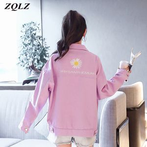 ZQLZ Autumn Vintage Jean Coat Women Loos