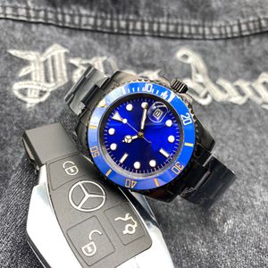 Topp män automatiska mekaniska klockor Vattentät lysande skärm Blue Dial Fashion Watch Gift