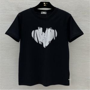 Luxuriöses klassisches Herren-Damen-T-Shirt, Designer-Kleidung, schwarz, weiß, kurzärmelig, Tops, liebevolles Herz-Druck-Paar-T-Shirt