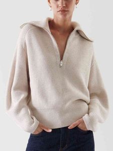 겨울 여성 스웨터 긴 소매 니트 스웨터 대형 터틀넥 Zippers Looke Solid T220824