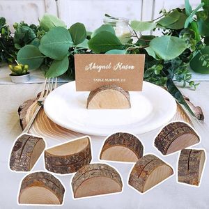 Decorazione per feste Porta tavolo in legno Nome Segnaposto Stand Ceppo Decorazione per matrimonio Segno Menu artigianale in legno Clip Card Decora forniture Festa