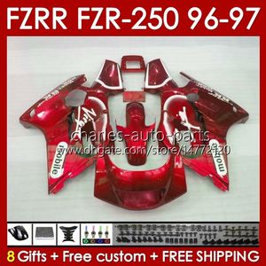 Fairings for Yamaha FZRR FZR 250R 250RR FZR 250 R RR FZR250R 1996 1997 Body 144NO.94 FZR-250 FZR250 R RR 96 97 FZR250RR FZR250-R FZR-250R 96-97 KIT KIT METAL Red Blk Red Blk