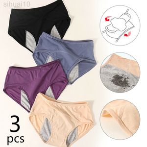 3Pcs Slip mestruali a prova di perdite Pantaloni fisici Biancheria intima da donna Periodo Comodi slip impermeabili L220801