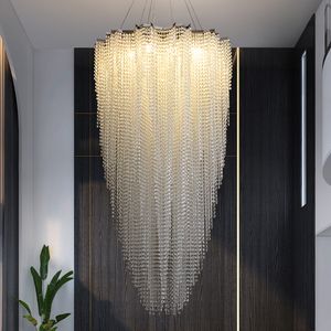 Große lange K9-Kristall-Kronleuchter, Beleuchtungskörper, italienischer moderner Kronleuchter, LED-Lampe, europäische Luxus-Hängelampen, amerikanisches elegantes Droplight, Durchmesser 120 cm, Höhe 200 cm