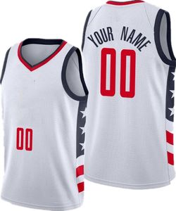 Tryckt Washington Custom Diy Design Basketballtröja Anpassning Team Uniforms Skriv ut Personliga Any Name Number Mens Women Kids Youth Boys White Jersey