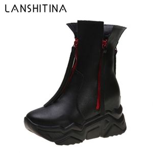 Design Ankle Boots Women Zipper Tassel Thick Bottom Wedge Heels Sneakers Woman Leather Military Boots Winter Warm Fur Boots 201031