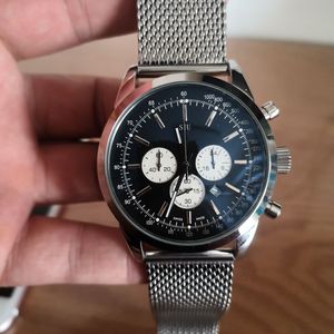 2022 Retro Men Watches Japan VK Quartz Movement Stopwatch Stainless Steel Bracelet Watch Man wristwatch Male Sport Pilot Clock