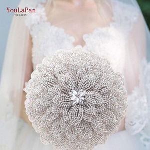 Kwiaty ślubne HF01 ręcznie robione Diamond Crystal Top Symulacja Bridal Bukiet Prezent Małżeństwa Akcesoria Blingwedding