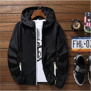 Autumn Mens Bomber Jacket Thin Longsleved Hooded Jacket Windbreaker Zipper Jacket Casual Clothing 201104