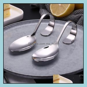 Spoons Flatware Kitchen Dining Bar Home Garden Ll Stainless Steel Bend Creative Curved Handle Cutlery Bent Fork Spoon Ta Dhxtv