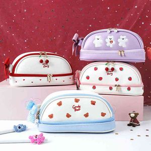 Learning Toys Pencil Case Large Kawaii School Pencil Cases Strawberry Stationery Pen Case For Girls Trousse School Supplies Cute Pencil Bags T220829