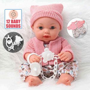 30,5 cm Simulation Lange Haare Bebe Reborn Neugeborenen Puppe 12 Zoll Weiche Silikon Realistische Twin Puppe DIY Sound Bildung Spielzeug Kinder AA220325