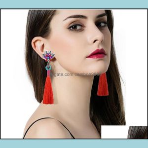 Dangle Chandelier Earrings Jewelry Fashion Simple Geometric Hand-Studded Color Tassel Long Earring Bohemian Accessories Drop Delivery 2021