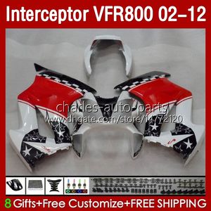 Nadwozie do Hondy Interceptor VFr800 VFR 800 RR CC 800RR 02-12 Bodys 129NO.24 800CC VFR800RR White Red 02 03 04 05 06 07 VFR-800 2002 2008 2009 2011 2012 Working