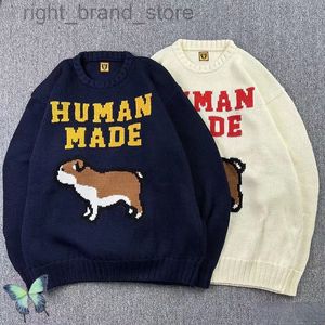 Bark niebieski HUMAN MADE DOG sweter z dzianiny z dużymi literami W220813