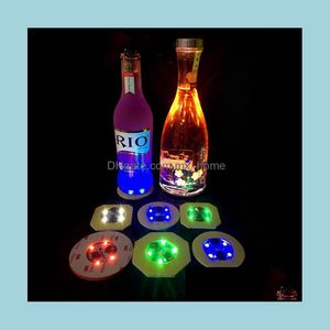 Party Decoration Event Supplies Festive Home Garden Colorf Round Coasters Replaceable Battery Led Light U Dhtm9