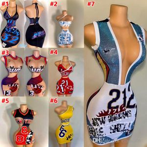 Designer Women Sports Dresses Two Piece Kirt Suit Basketball Baby Outfits Olika sexiga tryckklänningsuppsamling