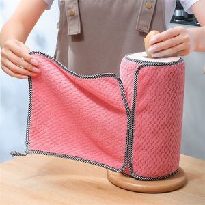 Kitchen daily dish towel cloth kitchen rag nonstick oil thickened table cleaning absorbent scouring pad 220727