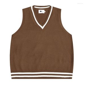 Coletes masculinos Sweater Sweater Sweater Men Men-decote de malha de malha feminina tampo casual tops com mangas de mangas roupas coreanas acrílico kare22