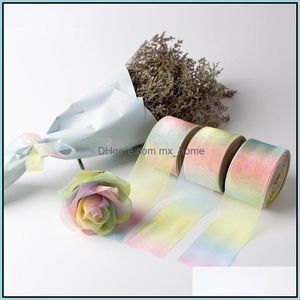 50 Yards Rainbow Color Organza Lace Ribbon para Gift Wrap Acess￳rios feitos ￠ m￣o Di￡rio DIY Decora￧￣o de decora￧￣o entrega 2021 Ferramentas de artesanato Artes