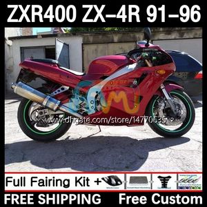 Karosseri för Kawasaki Ninja ZXR 400 CC ZX4R ZXR400 ZX-4R 91 92 93 94 95 96 12DH.193 BODY ZX 4R ZXR-400 1991 1992 1993 1994 1995 1996 400cc 91-96 OEM FAIRING KIT RED RED