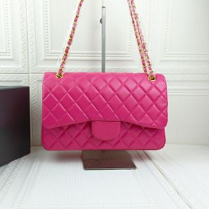 2022Ss F W France Womens Classic Double Flap Jumbo Fuchsia Bags Gold Silver Metal Quilted Hardware Matelasse Chain Crossbody Shoul293z