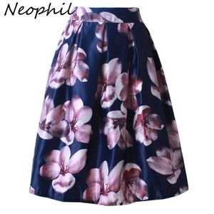 Neophil Retro Moda Kadınlar Siyah Beyaz Çiçek Çiçek Çiçek Baskı Yüksek Bel Midi Balo Elbise Parlatma Kısa Etekler SAIA S1225 210311