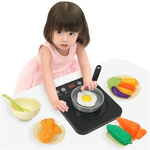 Barnfamiljsimulering Matkök Leksaksset Baby Girl Cooking Boy Kitchen redskap Big Table Electromagnetic Spise Set LJ201211