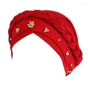 Beanie/Skull Caps Pearl Braid Women Skullies Foldable Breathable Anti-slip Anti-ultraviolet Ladies Cover Ear Flap Fashion Vintage Hats Pros2