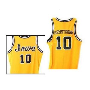 Nikivip Men #10 B. J. Armstrong Iowa Hawkeyes College Basketball Jersey Yellow Black eller anpassa valfritt nummer