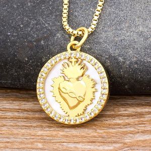 Pendant Necklaces Arrival Sacred Heart Of Jesus Necklace Gold Copper Zircon Pendants Charm Party Wedding Anniversary Jewelry Gifts For Women