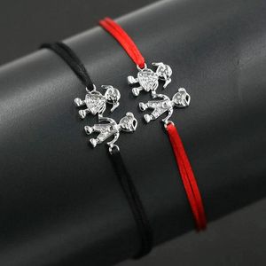 Charm-Armbänder, reizend, niedlich, silberfarben, Zirkon, für Jungen und Mädchen, Glücksarmband, rote Seillinie, Fadenschnur für Freundschaft, Liebe, GeschenkCharm