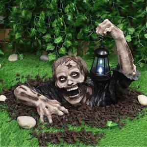 Criativo decoração de halloween zumbi terror assustador decoração luz lanterna estátua para casa jardim ao ar livre quintal 220323