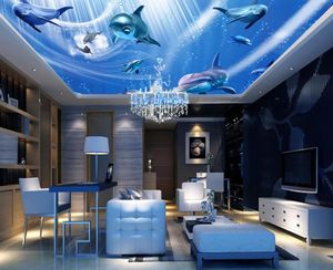 SEA World Dolphin 3D Sufit Mural Tapeta do salonu sypialnia Domowe Dekorowanie