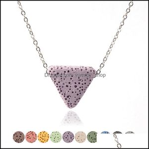 Подвесные ожерелья подвески ювелирные украшения Colorf Треугольник лава каменное колье из бусинки Diy ароматерапия