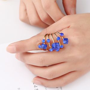 Wholesale tibet turquoise rings for sale - Group buy 30Pcs Exquisite Simplicity Colorful Zircon Ring for Girl Women Gold Plated Stone Party Jewelry Adjustable Open Finger Ring