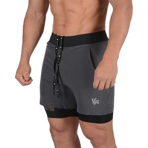 Running shorts men summer 2 in 1 sports fitness mens gym and quick drying sport training short male 220715