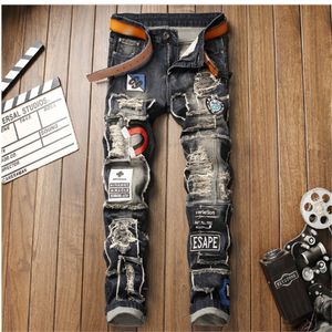 Jeans Mens Designer Jean Distressed Ripped Biker Slim Fit Motorcycle Bikers Denim For Men s Fashion Mans Black Pants pour hommes 28-38