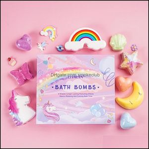 Soaps Bathroom Accessories Bath Home Garden Rainbow Cloud Gift Box Set Bombs Explosion Salt Essential Oil Ball Bubble Bomb Drop Delivery 2