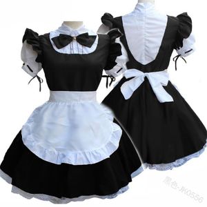 Sıradan elbiseler sevimli hizmetçi cosplay kostüm lolita elbise kısa kollu renk bloke garson pinefore kıyafeti kızlar için cadılar bayramı artı boyutu
